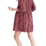 Madewell  Women’s Silk Lace-up Floral Dress Size S Babydoll Peasant Sleeves Photo 2