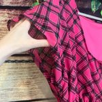 Torrid  Berry Plaid Chiffon Scoop Neck Mini Midi Dress Womens 2 2X Lined Sundress Photo 2