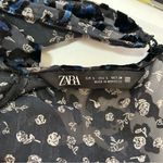 ZARA Sheer Flocked Deep V-Neckline Blouse - Large Photo 6