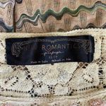 Free People  New Romantics Top Womens XS Brown Striped Lace Beaded Boho Prairie Photo 6