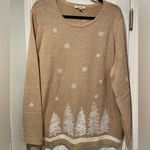 NWT Serengeti Size 1X Tan White Embroidered Snowflake Pine Tree Knit Tunic Photo 0