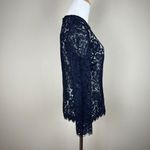 J.CREW Lace Blouse Top Womens 4 Navy Blue‎ Floral Long Sleeve Crew Party Holiday Blue Photo 4