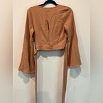 Vorkerry Brown Wrap Blouse with Flared Sleeves Tan Size 10 Photo 3