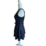 Trixxi  Sequined One-Shoulder Tiered Navy Mini Dress Junior Size S Glam Dance Photo 3