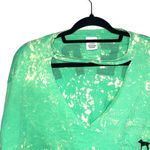 PINK - Victoria's Secret PINK Victoria’s Secret Tee Neon Green Yellow Tie Dye Crop V-neck Photo 2