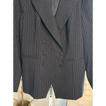 Good American Women's Navy White BossPinstripe Double-Breasted Blazer Size 22/24 Photo 3