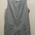 Gray Junk Food cotton/linen blend romper with embroidered Mickeys on pocket Size L Photo 0