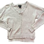 Rachel Zoe womens V Neck Sweater Beige Cafe Au Lait Exposed Seam Pullov… Photo 4