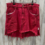 One Teaspoon ONE X Red Vanguard Denim Mini Skirt Size 27 Western Festival Photo 0
