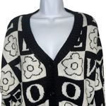 JUST POLLY Black & White Flower Love Oversized Knit Cardigan EUC Size‎ Small Photo 2