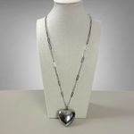 Free People  Paperclip Spektor Heart Pendant Necklace in Silver NWT Chunky Retro Photo 5