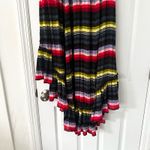 Free People  Black Rainbow Stripe High Low Crinkle Pleat Midi Skirt Boho Small Photo 8