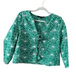 Marc New York Women's Green White Floral Tie Front Crop Top S Photo 1