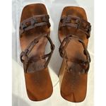 Vintage Stephane Kelian Brown Leather And Wood Platform Wedge Sandals Sz 9.5 Photo 4