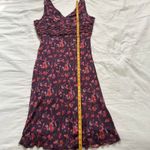 Jaclyn Smith Vintage purple floral silk midi dress with ruching Size 12 Photo 4