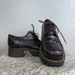 RARE Vtg MURO Croc Leather Lug Sole Platform Oxford Shoes Brown 8.5–9 Women's Black Photo 3