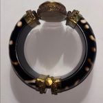 BROWN AND CREME COLORED BRACELET. WITH BRASS LIKE HARDWARE PIN CLOSURE VINTAGE Photo 1