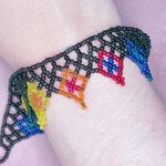 464. Beaded Seed Bead Rainbow Anklet Black Photo 3