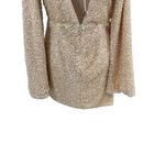 Michael Costello  x Revolve Valerie Dress Mini Long‎ Sleeve Sequin Ivory Medium Photo 11