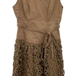 Robert Rodriguez  Size 2 Brown Linen Blend Eyelet‎ Lace Sleeveless A-Line Dress Photo 0