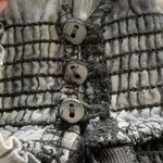 English Factory Women’s XS  Navy Blue White Tie Dye Smocked Ruffle Preppy Dress Photo 7