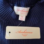 Ambiance Apparel Navy Lightweight Sleeveless High Neck Ribbed Top Photo 2