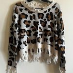 Animal Leopard Print Fringe Cropped Shirt Photo 4