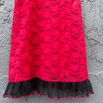 Linea Donatella Vintage 90s Red Black Floral Lace Lingerie Intimate Nightgown Photo 3