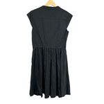 Cynthia Steffe Fit & Flare Dress Black Cap Sleeve Button Front V Neck Size 4 Photo 2