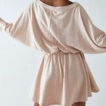 Free People Beach Santa Maria Mini Dress Women's SMALL Light Pink Boho Preppy Tan Photo 1