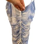 We Wore What  Ronnie Ruched Cloud Print Mini Dress In Blue Powder Photo 7