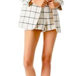 Alice + Olivia Breann Padded Shoulder Blazer Sz 12 Window Pane Plaid White Photo 0