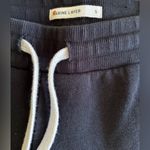 Marine layer  Cropped Sweatpant Sz S Black Wide Leg Raw Hem Drawstring Waist Photo 3
