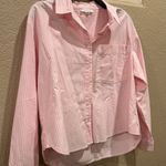 Beach Lunch Lounge Pink Striped Button-Up Long Sleeve Shirt Photo 2