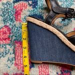 Coach Eaton Black Leather Denim Wedge Sandals Size 8.5 Photo 12