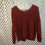 Sweet Wanderer Rust orange lace up Corset sweater v neck size M Photo 2