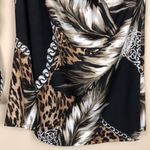 Venus Women’s Chain Feather Animal Print Faux Leather Strappy 7/8 Sleeve Blouse Photo 2