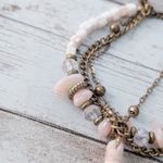 Light Pink and Bronze Tone Bracelet with Tassel Dangle Photo 4