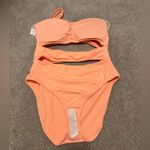 Aerie NWT  Crinkle Cut Out One Shoulder One Piece Swimsuit Coral Size XXL Photo 11