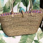 Xhilaration Beautiful Straw purse with fabric patches lined inside Photo 3