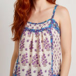 Rebecca Taylor Boho Silk Purple Floral Crochet Detail Sleeveless Tank Top 2 Photo 0
