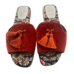 Christian Louboutin 40 Pacha Tassel Velvet Espadrille Slide Sandal Burnt Orange Photo 1