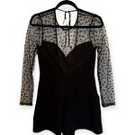 BCBGeneration new ❤︎︎ Sweetheart Flocked Tulle Panel Open Back Romper ❤︎︎ Black Photo 9