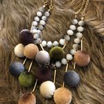 Vintage Vida layered Pom Pom crystal long necklace Gold Photo 5