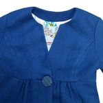 Anthropologie Tabitha Blue Wool Blend Swing Coat Ruffle Sleeves Size 4 Photo 2