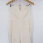 Dessy Collection Strapless Notch Crepe Jumpsuit Ivory White 3066 Wide Leg 10 Photo 5