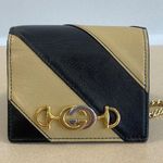 Gucci  Calfskin Diagonal Striped Zumi Chain Wallet - Black Beige - Preloved Photo 0