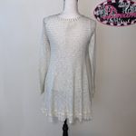 PPLA clothing white striped lace hem sheer long sleeve tunic top Photo 2
