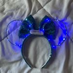 Disney  Blue Light Up Minnie Mickey Mouse Ears Headband HandMade Vacation Photo 4