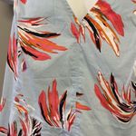 Lane Bryant Pastel Blue Floral Asymmetrical V-Neck Top with Back Zipper- Size 16 Photo 6